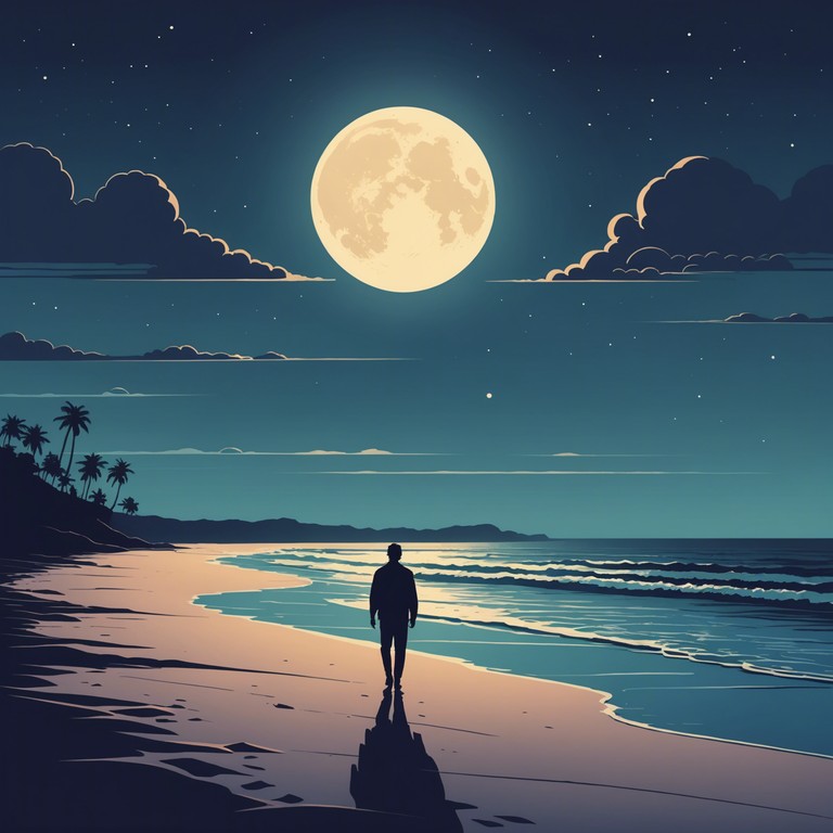 In this melancholic but soothing composition, a delicate bossa nova beat encapsulates the essence of a solitary stroll on a moonlit beach. The music swirls with gentle crescendos and decrescendos, mirroring the soft push and pull of the sea as it reflects a solitary journey through introspection and calmness.