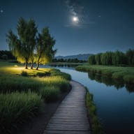 soft harp under moonlit reflection