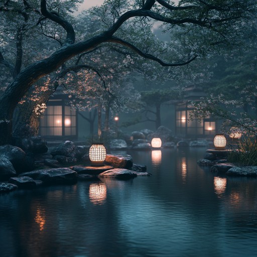 A calming instrumental piece that paints a tranquil night scene under the japanese moon, where soft melodies bring forth feelings of peace and quiet reflection.