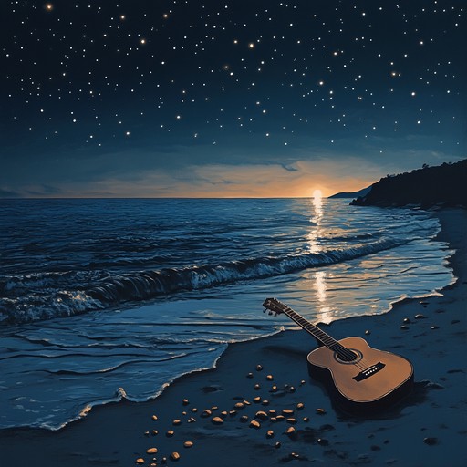 An instrumental piece combining delicate guitar harmonies with soft dance rhythms, evoking the sensation of tranquil movement enveloped in the quiet embrace of a starlit night.