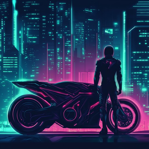 An electrifying instrumental synthwave track that embodies a high speed chase through neon soaked futuristic city streets, with pulsating synths and relentless rhythms capturing the essence of retro futuristic exhilaration.