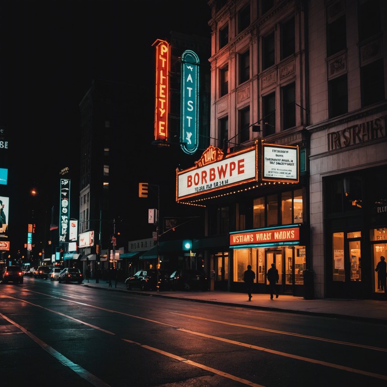 Imagine a serene evening where jazz and broadway blend under the glow of streetlights, encapsulating the essence of new york's theatrical life in a single, soothing melodic narrative. The music conveys the calm yet vibrant atmosphere of broadway at night, each note crafting a story of dreams and glamor.