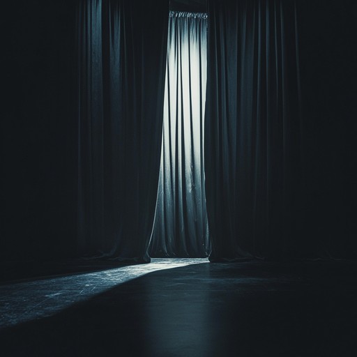 A haunting instrumental piece that captures the tension and intrigue of a hidden drama unfolding behind the theater curtains, blending dark orchestral tones with subtle hints of warmth.