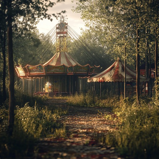 This piece captures the aura of a once bustling carnival now lost in time. With an evocative waltz rhythm, it conjures images of abandoned carousels and faded lights, blending acoustic accordion melodies with subtle orchestral elements to paint a bittersweet narrative of longing and reminiscence.