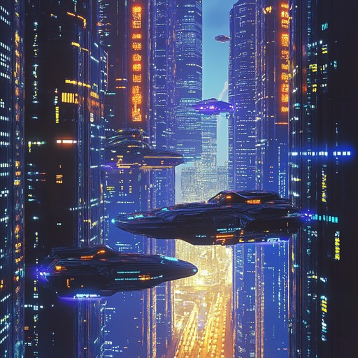 An immersive instrumental piece that blends electronic synths with futuristic soundscapes, capturing the essence of a bustling metropolis in the distant future. The track builds layers of atmospheric textures, pulsing rhythms, and haunting melodies to evoke imagery of neon lit skyscrapers and the hum of advanced technology.