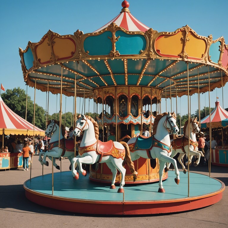 This track captures the essence of an imaginary 1970s carnival, teeming with the sounds of laughter and joyful interaction. Bright melodies swirl around like carousel horses in motion, providing a sonic backdrop that's both nostalgic and exhilarating