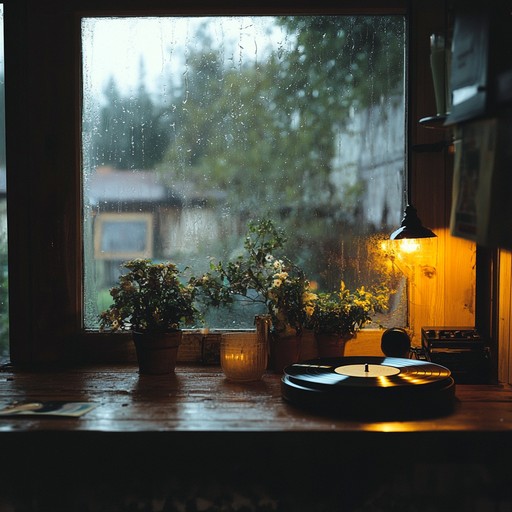 Imagine a cozy, dimly lit room where the sound of rain striking old vinyl records combines with soothing lofi beats. The track evokes the feeling of solitude and introspection on a rainy afternoon. The gentle percussion mimics the irregular patter of raindrops, creating a hypnotic, ambient soundscape meant for relaxation and deep thought.