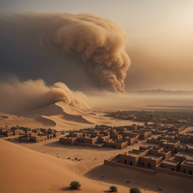 This track features a tempestuous mix of traditional middle eastern instruments capturing the essence of a chaotic, powerful desert storm. Rapid rhythms and escalating melodies ebb and flow like sand in a sandstorm, providing an intense auditory experience.