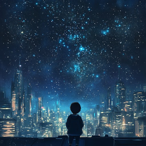 An instrumental piece that combines gentle nursery melodies with ethereal electronic tones, creating a peaceful futuristic lullaby that transports listeners to a dreamy cosmos.