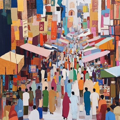 An instrumental piece capturing the lively atmosphere of a middle eastern bazaar, using cheerful rhythms and vibrant melodies to evoke the joy and energy of a bustling market on a sunny day. Perfect for evoking a sense of adventure and cultural richness.