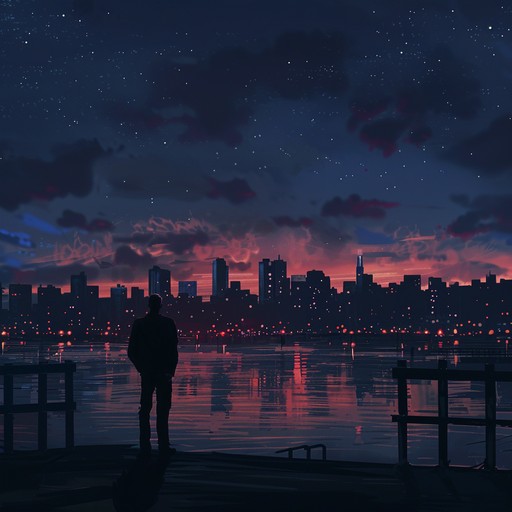 This track encapsulates the feeling of wandering through a city at night, with the distant glow of streetlights and the occasional murmur of nightlife. The music should evoke a sense of solitude amidst a bustling urban environment.