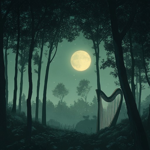 An enchanting instrumental piece featuring delicate harp melodies that invoke the serene beauty of moonlit forests and the mysticism of nature at night.