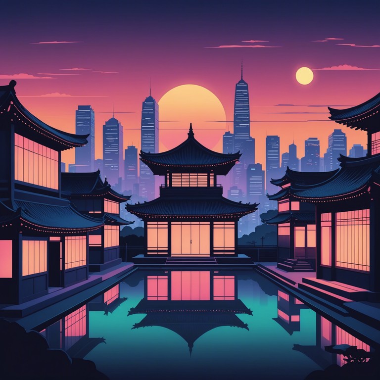 In this track, the juxtaposition of eerie, almost ghostly melodies with the backdrop of a hyper energetic, neon lit city creates a uniquely unnerving atmosphere. The composition uses traditional instruments in unconventional ways to evoke a sense of unease, blended seamlessly with the upbeat tempo and rhythmic precision typical of k pop. The result is a sound that is both alien and familiar, reflective of a digital dystopia.