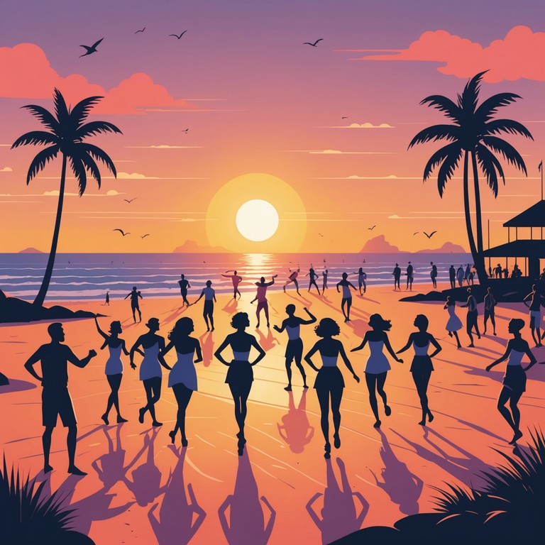 Imagine yourself dancing the night away at a vibrant beach party where the funky guitar riffs meet the rhythmic pulse of calypso drums, bringing everyone to their feet in a celebration of life and music.