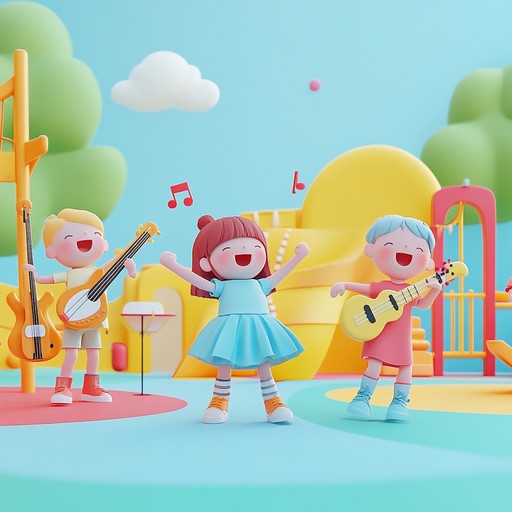 An energetic and playful melody tailored for kids, featuring funky bass lines and rhythmic grooves that create a whimsical and fun atmosphere, perfect for singing along and dancing.