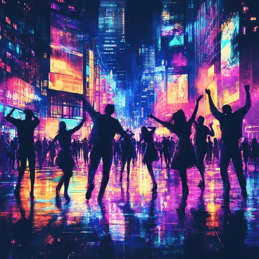 An energetic instrumental track that fuses the retro futuristic sounds of synthwave with the groovy rhythms of disco, creating a vibrant atmosphere that evokes the feeling of dancing under neon lights in a bustling cityscape.