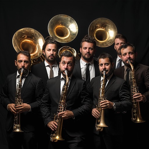 This energetic chalga song is driven by a lively brass section, with trumpets, trombones, and tubas playing intricate melodies and harmonies in a fast, syncopated rhythm. The brass is accompanied by pounding drums and percussion, adding to the festive and danceable atmosphere. Occasional solos from the clarinet and accordion add a touch of balkan flavor to the mix. Perfect for celebrating with friends and family!