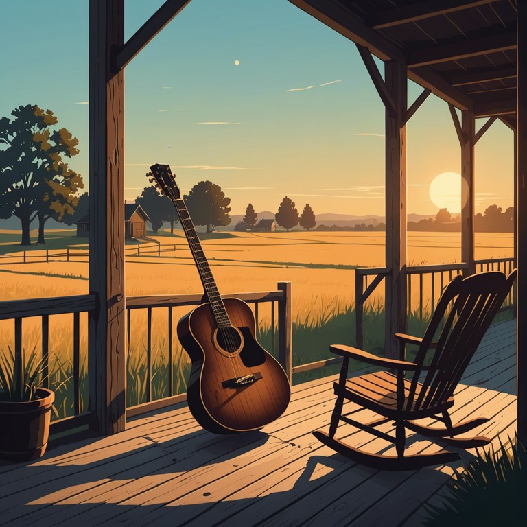 Imagine sitting by a gentle stream flowing under a sunset painted sky, the strums of an acoustic guitar complementing the tranquil scene. The music embodies the essence of peace and a deep connection with nature in the western plains.