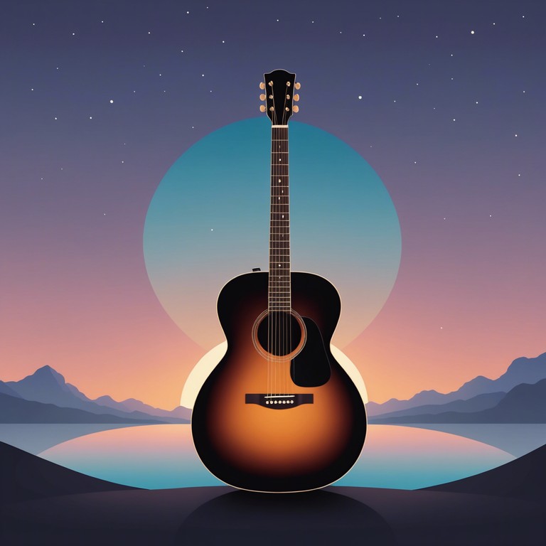 An acoustic guitar tenderly plucks out a melody under a clear starlit sky, reflecting the calm and beauty of a perfect, peaceful evening.