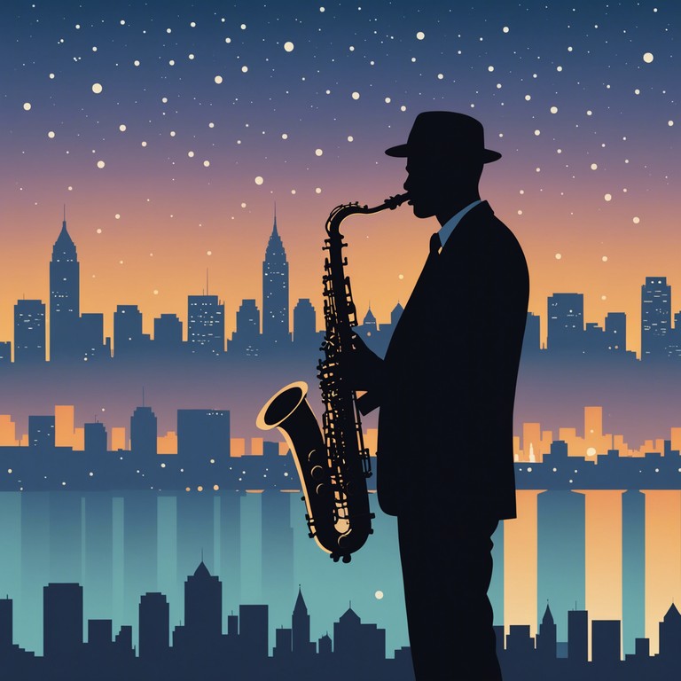 Picture a seasoned saxophonist pouring his heart into every note against the backdrop of a barely sleeping city, resonating deeply with feelings of solitude and reflection, evoking a strong emotional response in the listener.