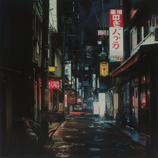 Feel the chilling pulse of tokyo's haunted streets, where neon lights flicker and shadows lurk. This instrumental jpop track combines brooding synths and unsettling electronic clashes to create an atmosphere both thrilling and ominous.