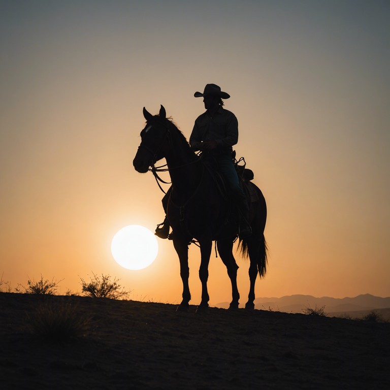 Imagine a brisk, sunny morning with cowboys riding through expansive plains, the air crisp and the horizon wide. The music captures the essence of freedom and the start of a promising day with upbeat rhythms and a cheerful tune.