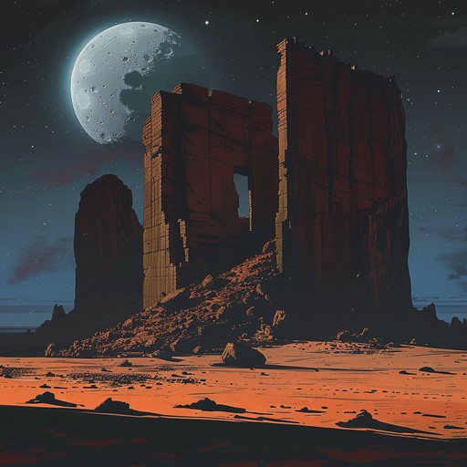 A brooding composition that immerses the listener in the eeriness of a moonlit desert, using traditional middle eastern melodies and rhythms to evoke a sense of ancient mysticism and underlying tension. The piece builds a deep, foreboding atmosphere, perfect for contemplation or invoking a sense of ancient tales.