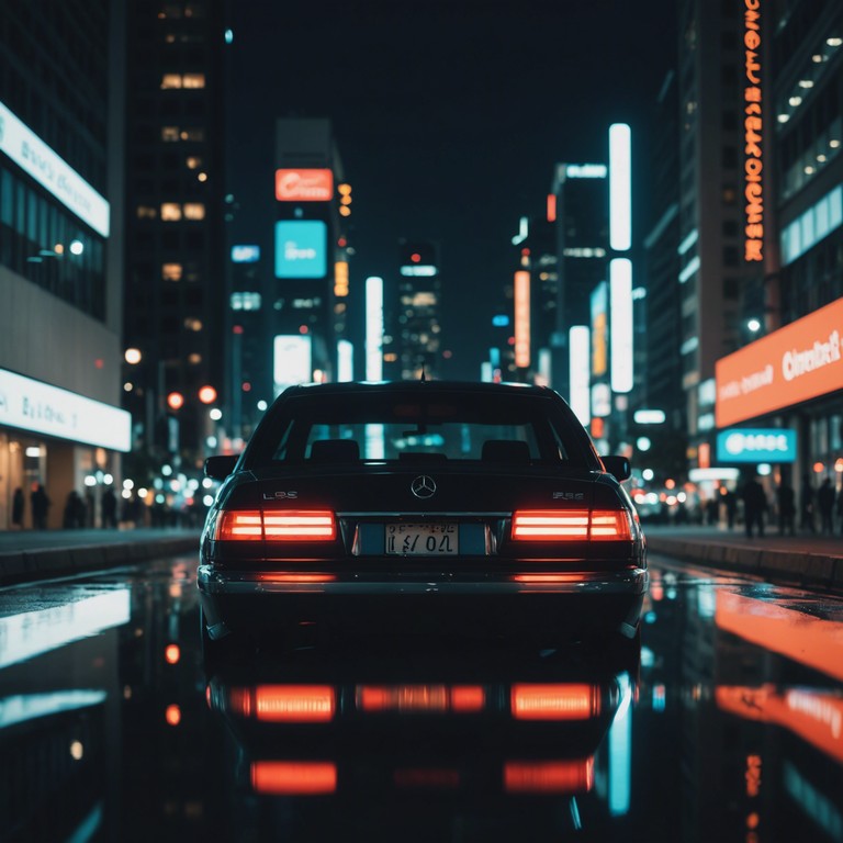 In this track, the listener traverses a neon soundscape, where layered synths pulse rhythmically like the heartbeat of a sleeping city under starlit skies. The music captures a blend of nostalgia and futuristic optimism, as if one is cruising down a digital highway with the city lights blurring into streaks of colors.