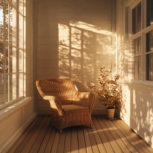 Imagine a warm summer evening on a porch in the countryside, lit by a soft golden light. The gentle strumming of an acoustic guitar evokes feelings of comfort and nostalgia, weaving a tranquil americana backdrop that calms the mind and warms the heart.