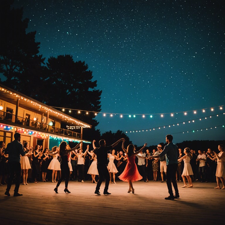 A unique swing piece that combines elements of vintage jazz with touches of global instruments, creating an enchanting, yet upbeat melody. The track simulates a lively dance hall under a starry night sky, where cultures merge in harmony.