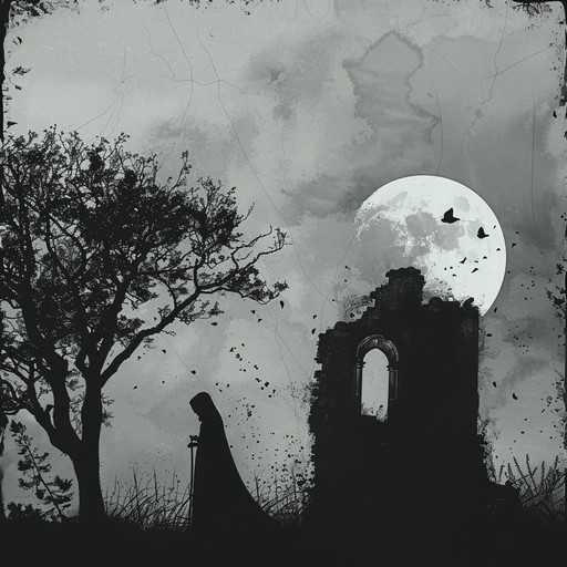 This eerie composition blends elements of gothic rock and ambient music, creating a somber and unsettling atmosphere. The slow, hypnotic rhythm is punctuated by distorted electric guitar riffs, layered with ethereal synthesizer pads and haunting organ tones. The melody is both melancholic and captivating, evoking a sense of unease and introspection.