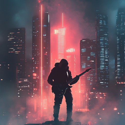 Classic blues rock structure enhanced by dynamic synthesizers and pulsating rhythms, creating a soundtrack for a neon lit, cyberpunk environment. It maintains the emotional intensity of blues while introducing a modern, space age twist.