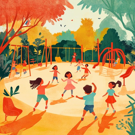 A whimsical tune filled with spirited rhythms that capture the essence of children's happiness as they dance exuberantly in a sun drenched park. The xylophone leads this musical journey, sparking joy and excitement at every turn, making it an indispensable soundtrack for playful and carefree childhood days.