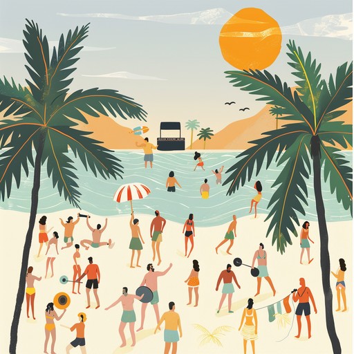 This track captures the essence of a summer beach party with driving rhythms, catchy melodies, and infectious energy. Perfect for setting the mood at any sunny, sand filled celebration. Imagine the sound of waves crashing mingling with vibrant music as people dance and enjoy the warm day.