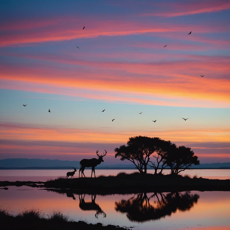 Twilight on the plains is an instrumental track designed to guide the listener into a state of calmness through its soft beats and soothing marimba harmonies, perfectly capturing the essence of a peaceful evening in the african wilderness.