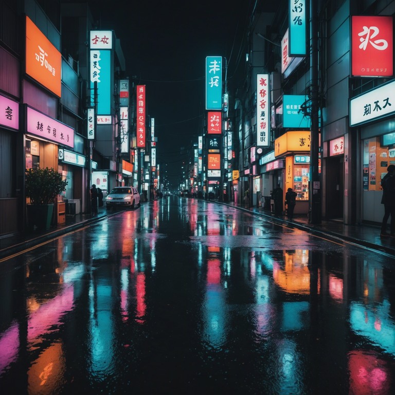 This track features a rich, enigmatic soundscape where traditional japanese instruments meet modern synthesizers, creating a mysterious, yet inviting atmosphere that encapsulates the essence of both old and new japan. The use of traditional koto alongside digital sounds offers a melancholic melody that invites contemplation and introspection, ideal for reflective moments or a serene nighttime walk in a neon lit city.