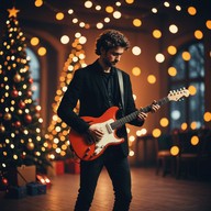 sombre guitar under festive rhythms