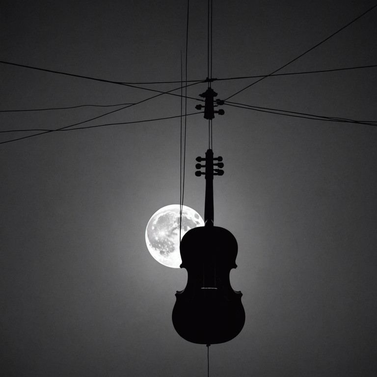 Explore a soundscape that traverses through emotions of solitude and mystery with the same violin, as it beckons the listener deeper into an introspective journey through sound, creating an illusion of wandering in a spectral realm under a moonless night.
