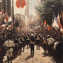 upbeat military march with energizing and triumphant brass.