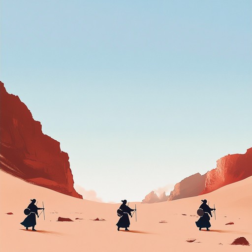 A percussive journey invoking fierce battles under the desert sun, highlighting tribal traditions and warrior spirit through hypnotic rhythms and resonant beats