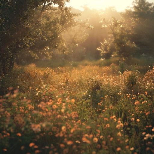 Imagine yourself lying in a sunlit meadow, the sound of a gentle breeze rustling through the grass and birds singing overhead. This ambient track uses soothing melodies to evoke feelings of peace and happiness, with a touch of nature sounds to make it immersive.