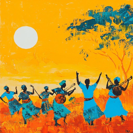 An energetic instrumental blending traditional african drums, lively melodies, and modern beats to evoke the joy of a sun drenched carnival in the heart of the savannah