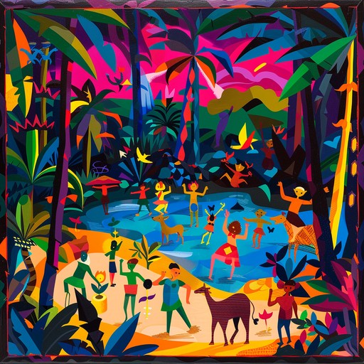 Transport to a wild jungle with infectious rhythms and funky bass lines, evoking the energy of an all night dance party deep in the tropical wilderness.