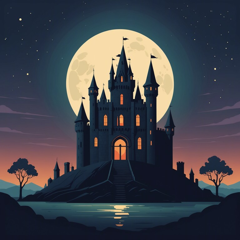 This composition explores the dynamic interplay between illumination and obscurity, crafted with a full orchestral arrangement that employs suspenseful crescendos and delicate decrescendos. The music paints an auditory canvas that subtly transitions from the soft shadows of evening to the stark contrasts cast by candlelight, mimicking the unpredictable dance of shadows on medieval castle walls.