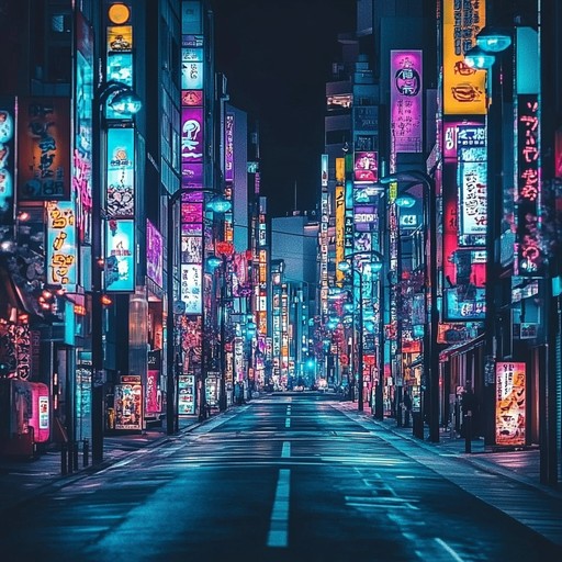 An upbeat j pop instrumental that blends traditional japanese melodies with modern electronic sounds, portraying the vibrant energy of tokyo's streets at night