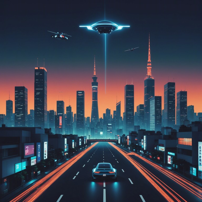 This composition features catchy synth melodies intertwined with aggressive bass lines, perfect for depicting the dynamic, never sleeping city life of tokyo, blending anime's narrative style with heart pounding electronic music.