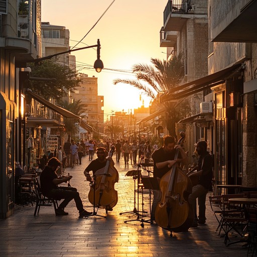 An instrumental track that fuses modern urban rhythms with traditional jewish musical elements, capturing the bustling energy of city life in tel aviv.