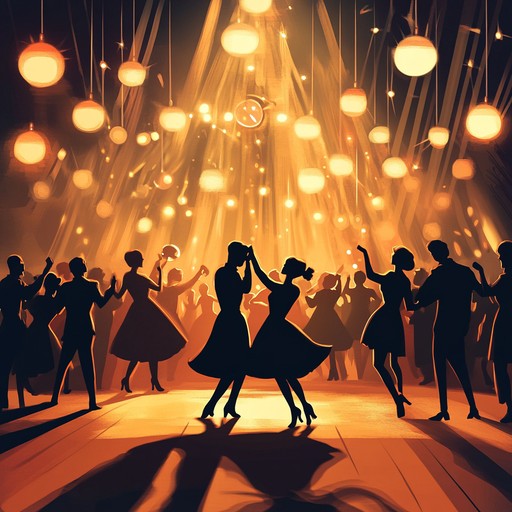 A lively instrumental swing composition featuring playful melodies and dynamic rhythms that evoke the joy and energy of a bustling dance hall