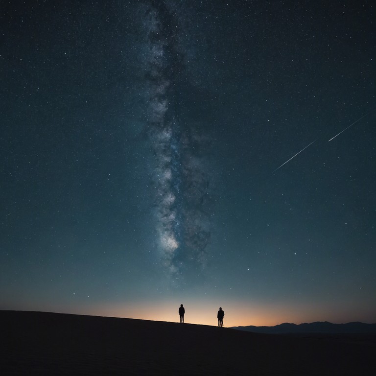 Imagine a single flute playing as the night envelops an ancient middle eastern landscape, drawing on classical persian influences, adapted to evoke the vastness and mystery of a starry desert night. The music starts softly, swelling to capture the echoes of ancient civilizations under a starlit sky, then fading into a whisper as if carried away by the desert wind.