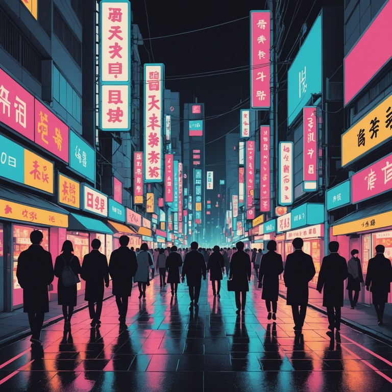 Imagine the bustling nightlife of tokyo, where neon lights cast abstract patterns on bustling streets, complimented by enigmatic tunes that blend traditional japanese instruments with contemporary dance beats. The song captures the essence of both excitement and mystery through its deep rhythms and ambient influences.